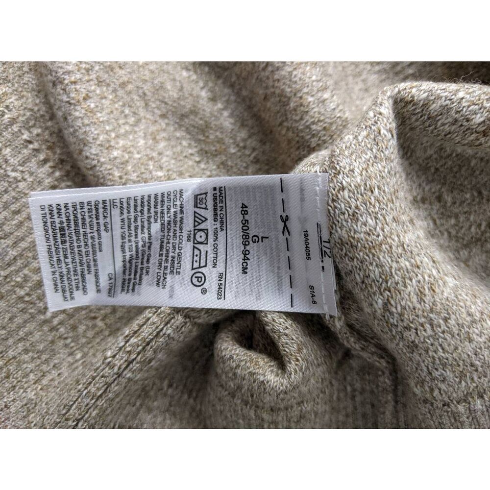 Gap 100%‎ Cotton Crewneck Sweater Tan Herringbone Mens L Large NWT - Picture 4 of 6